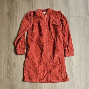 Garnet Hill Rust Corduroy Ruffle Dress Size Small Cotton